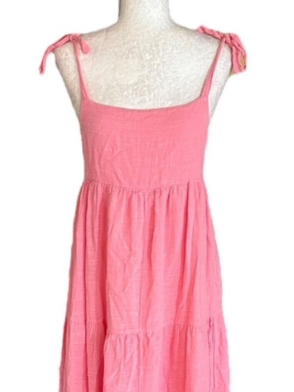 ZARA pink maxi dress tie shoulder Size L